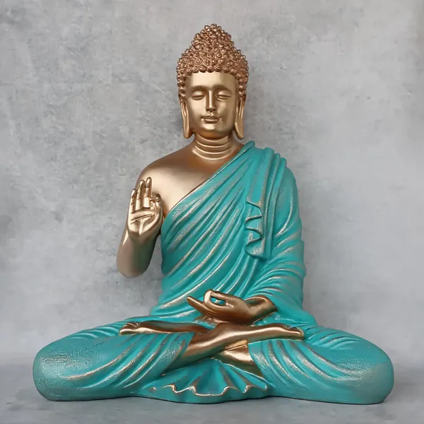 Resin_Meditating_Gautam_Buddha_Statue_Golden_Turkish_Blue
