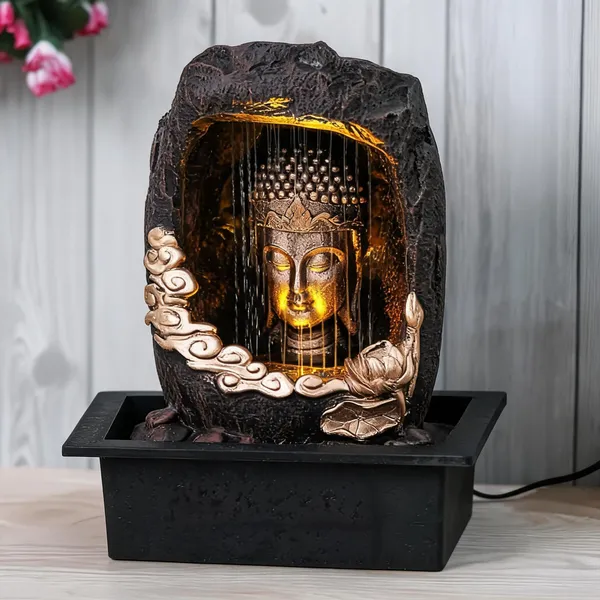 Polyresin_Meditating_Buddha_Tabletop_Water_Fountain_LED