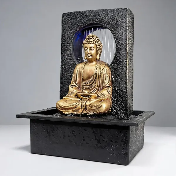 Resin_Buddha_LED_Waterfall_Fountain_Black_Golden