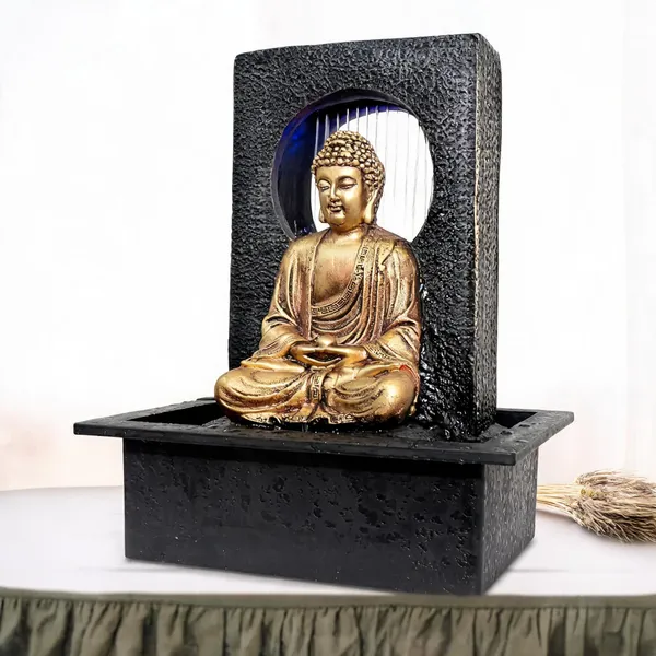 Resin_Buddha_LED_Waterfall_Fountain_Black_Golden