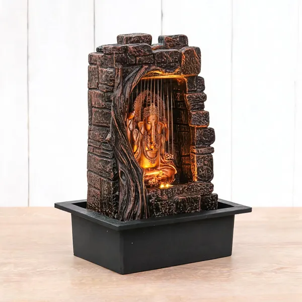 Polyresin_Ganesha_Curtain_Waterfall_Tabletop_Fountain_Copper