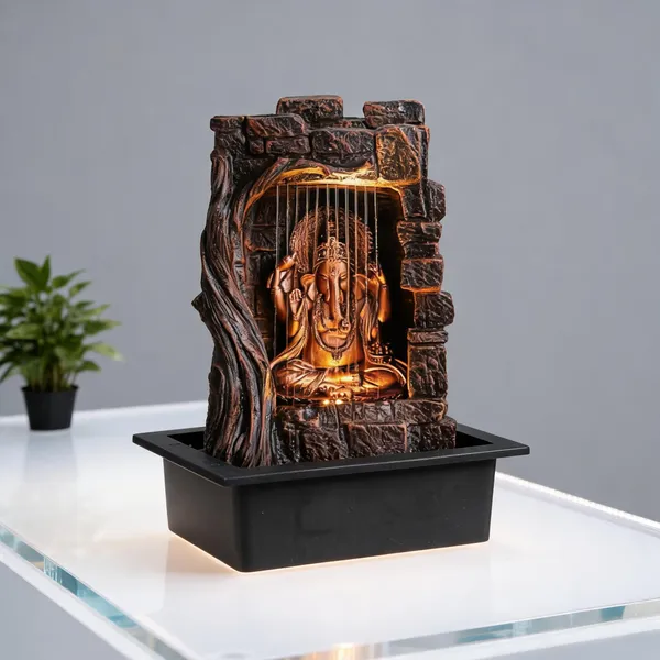 Polyresin_Ganesha_Curtain_Waterfall_Tabletop_Fountain_Copper