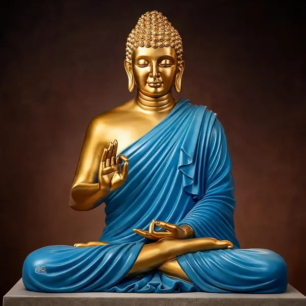 Resin_Sitting_Gautam_Buddha_Statue_Golden_Sky_Blue