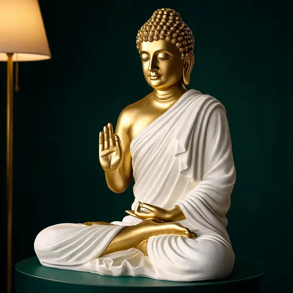 Resin_Sitting_Gautam_Buddha_Statue_White_Golden