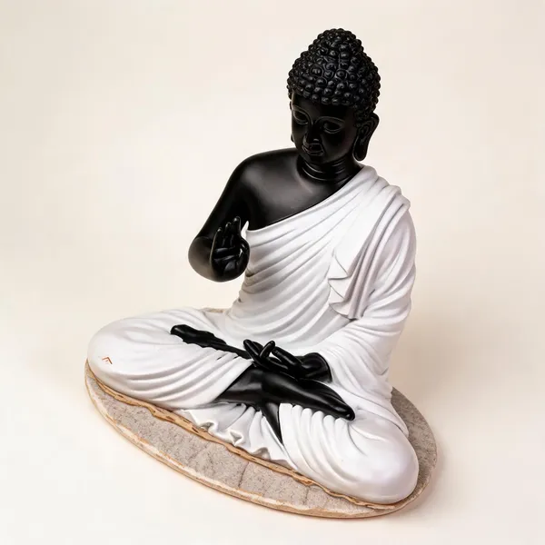 Resin_Sitting_Gautam_Buddha_Statue_Black_White_Contrast