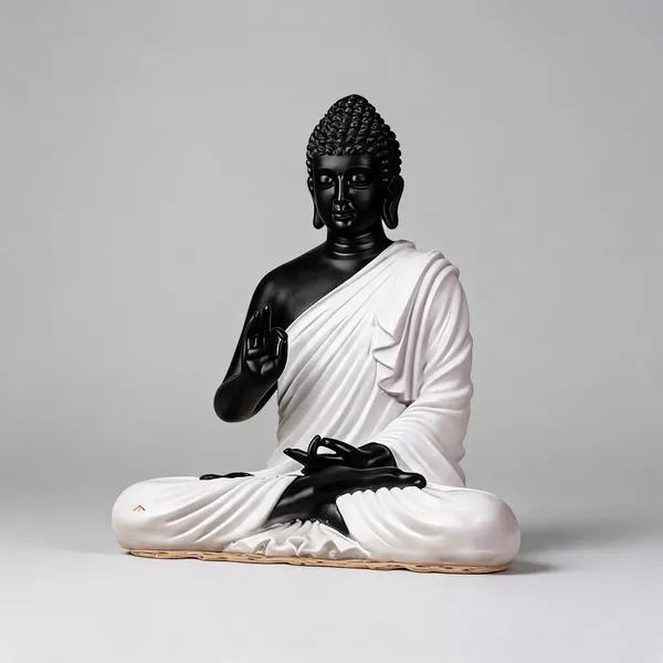 Resin_Sitting_Gautam_Buddha_Statue_Black_White_Contrast