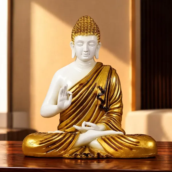 Marble_Resin_Meditating_Gautam_Buddha_Statue_White_Golden_Black
