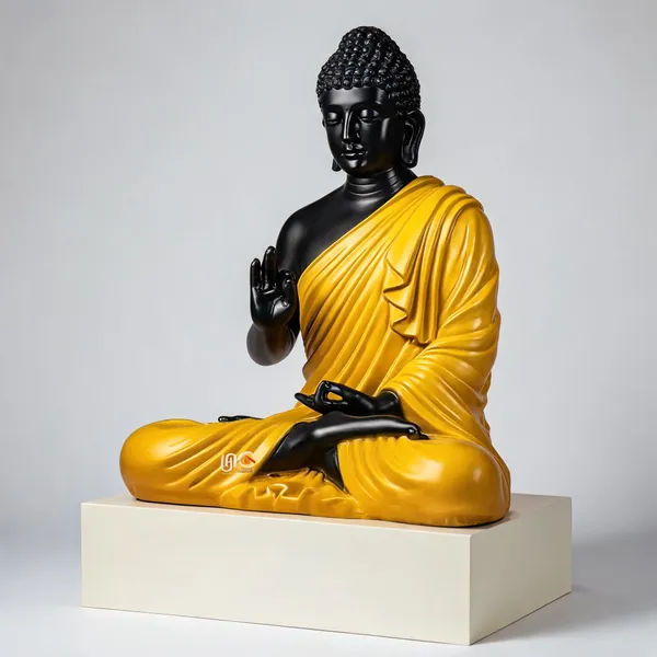 Resin_Meditating_Gautam_Buddha_Sitting_Statue_Black_Yellow