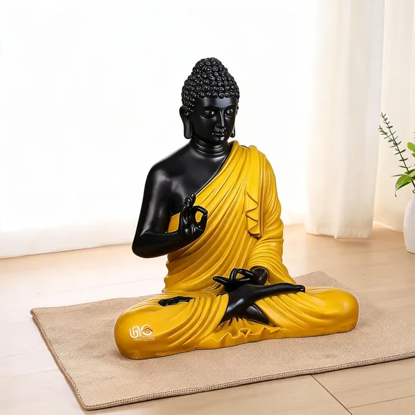Resin_Meditating_Gautam_Buddha_Sitting_Statue_Black_Yellow