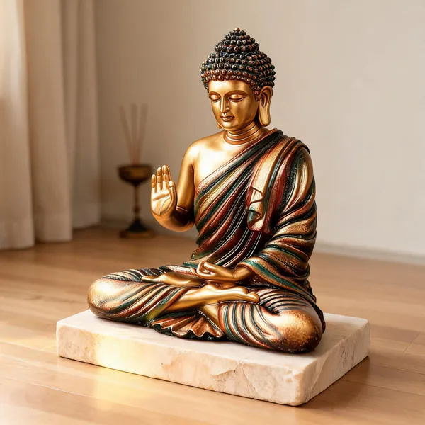 Resin_Meditating_Gautam_Buddha_Sitting_Statue_Golden_Brown_Green