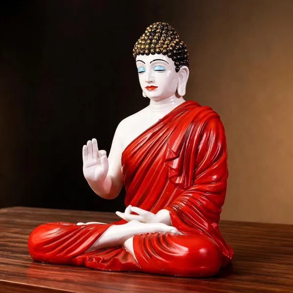 Resin_Meditating_Gautam_Buddha_Sitting_Statue_White_Red_Accents