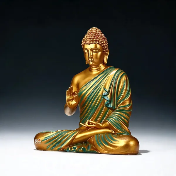 Resin_Meditating_Gautam_Buddha_Sitting_Statue_Golden_Green