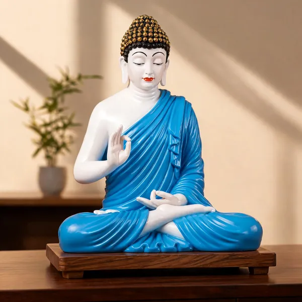 Resin_Meditating_Gautam_Buddha_Sitting_Statue_White_Firozi_Blue