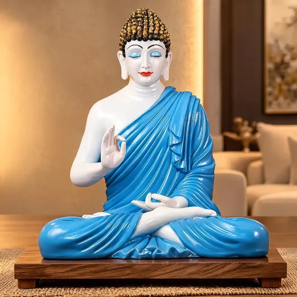 Resin_Meditating_Gautam_Buddha_Sitting_Statue_White_Firozi_Blue