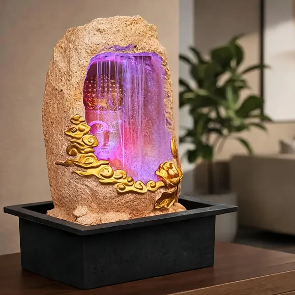 Resin_Classic_Barish_Buddha_Face_LED_Indoor_Water_Fountain_Sandstone