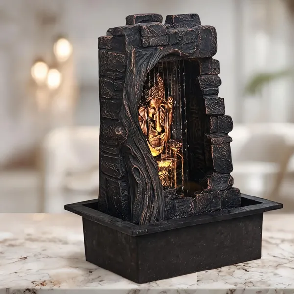 Resin_Classic_Rock_Barish_Ganesha_LED_Indoor_Water_Fountain_Black_Copper