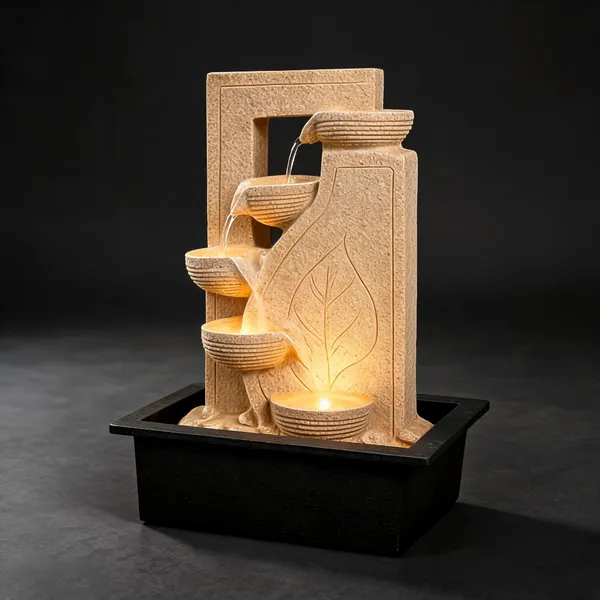 Resin_Nature-Inspired_Leaf_Diya_LED_Indoor_Water_Fountain_Cream