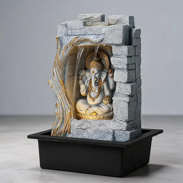 Resin_Classic_Rock_Barish_Ganesha_LED_Indoor_Water_Fountain_Grey