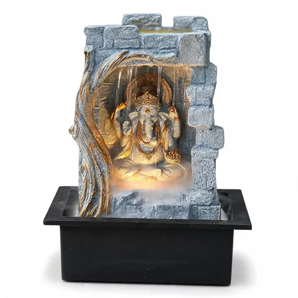 Resin_Classic_Rock_Barish_Ganesha_LED_Indoor_Water_Fountain_Grey