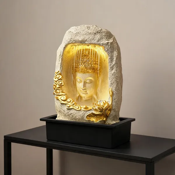 Resin_Classic_Barish_Buddha_Face_LED_Indoor_Water_Fountain_Cream