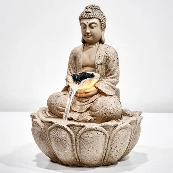 Resin_Lotus_Buddha_LED_Tabletop_Water_Fountain_Sandy_Grey