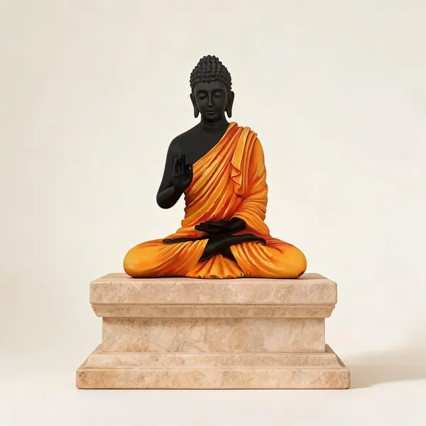 Uag_Exports_Resin_Gautam_Buddha_Statue_Black_Orange_Yellow
