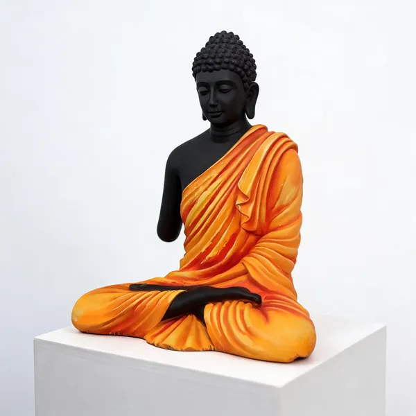 Uag_Exports_Resin_Gautam_Buddha_Statue_Black_Orange_Yellow