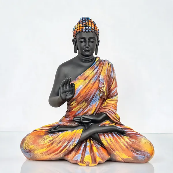 Uag_Exports_Resin_Meditating_Gautam_Buddha_Statue_Black_Multicolor