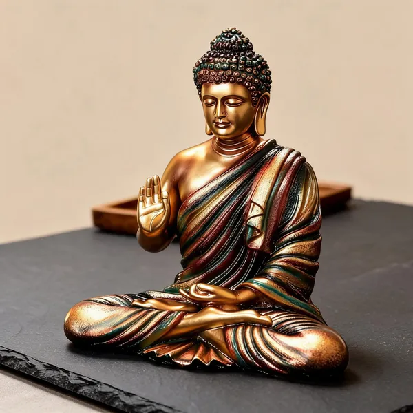 Uag_Exports_Resin_Meditating_Buddha_Showpiece_Golden_Brown_Green