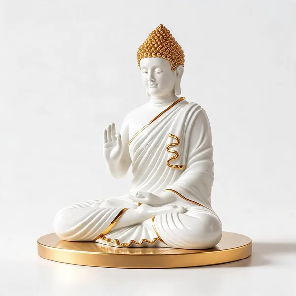 Uag_Exports_Resin_Meditating_Buddha_Statue_White_Golden