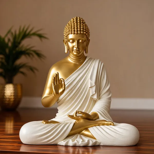 Uag_Exports_Resin_Meditating_Buddha_Statue_Golden_White