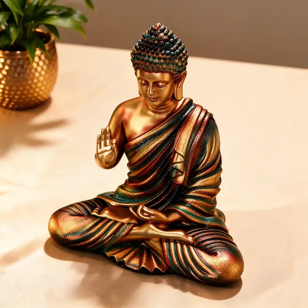 Uag_Exports_Resin_Meditating_Buddha_Statue_Brown_Golden_Copper