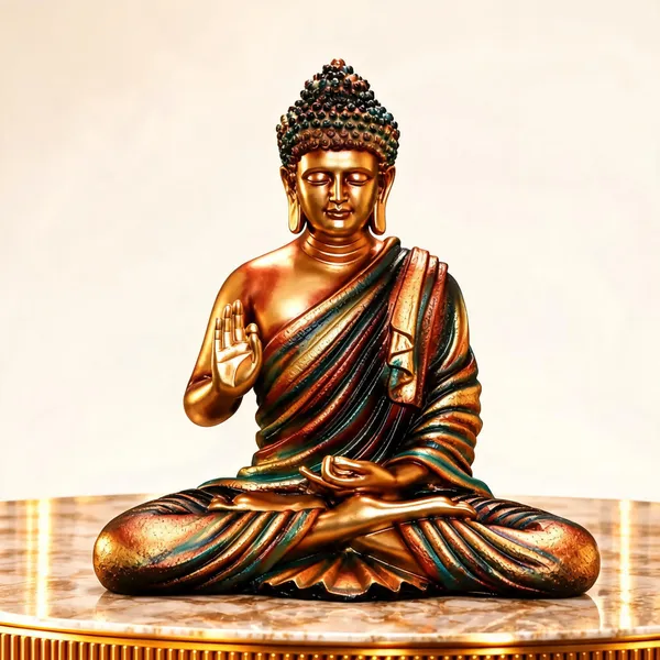Uag_Exports_Resin_Meditating_Buddha_Statue_Brown_Golden_Copper