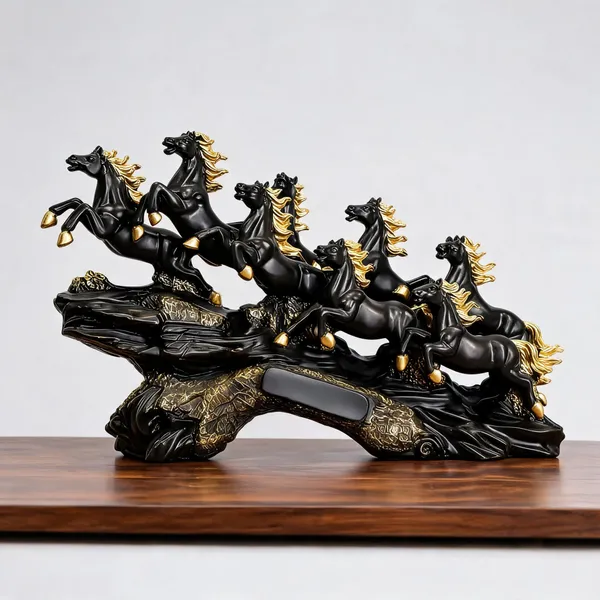 Uag_Exports_Resin_7_Running_Horses_Statue_Black_Matte