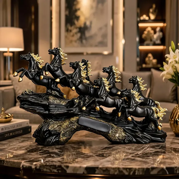 Uag_Exports_Resin_7_Running_Horses_Statue_Black_Matte