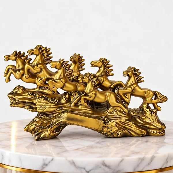 Uag_Exports_Resin_7_Running_Horses_Statue_Golden