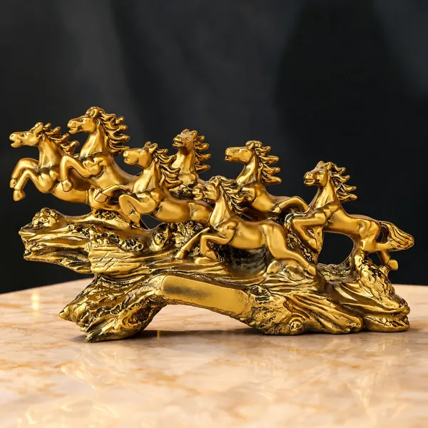 Uag_Exports_Resin_7_Running_Horses_Statue_Golden