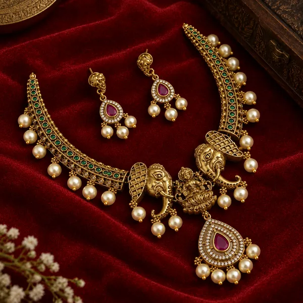 Goddess_Laxmi_With_Elephant_Motive_Necklace_Default_Title