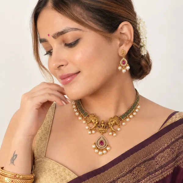 Goddess_Laxmi_With_Elephant_Motive_Necklace_Default_Title