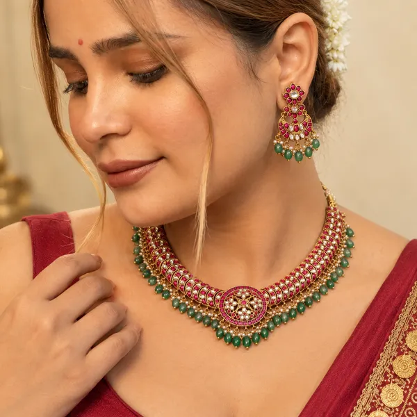 Rajwada_Kundan_Ruby_Green_Necklace_Set_Default_Title