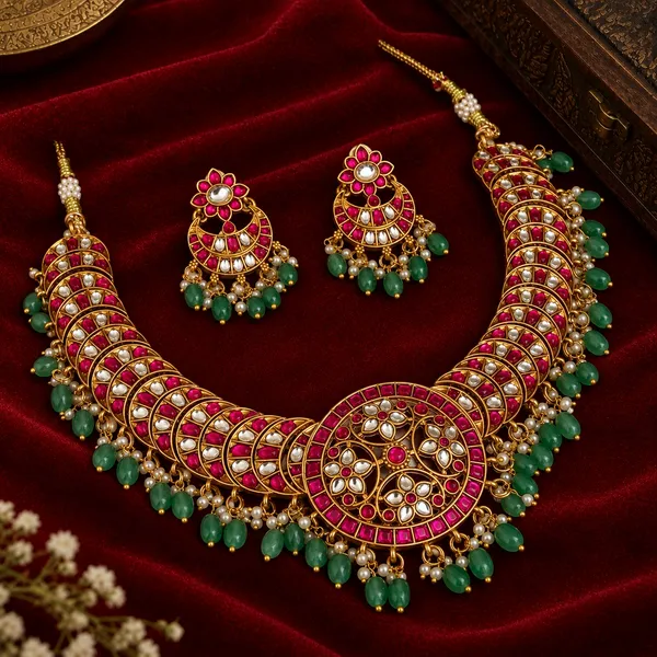 Rajwada_Kundan_Ruby_Green_Necklace_Set_Default_Title