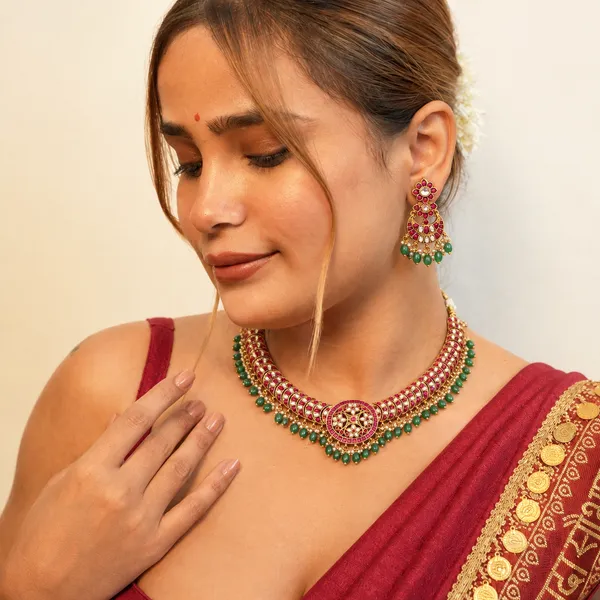 Rajwada_Kundan_Ruby_Green_Necklace_Set_Default_Title