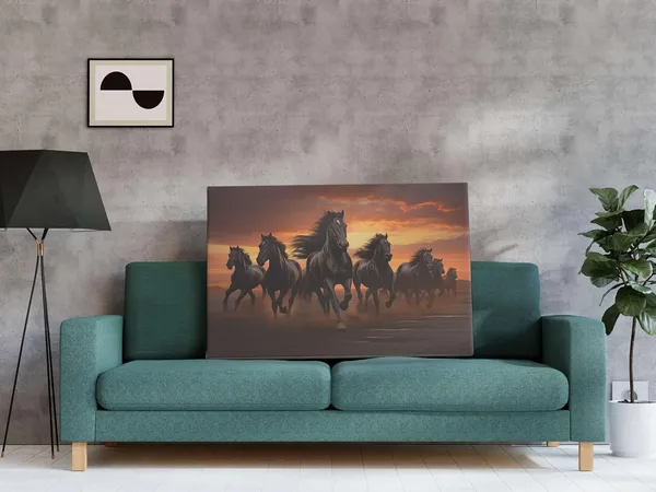 Seven_Horse_Canvas_Painting_With_Frame