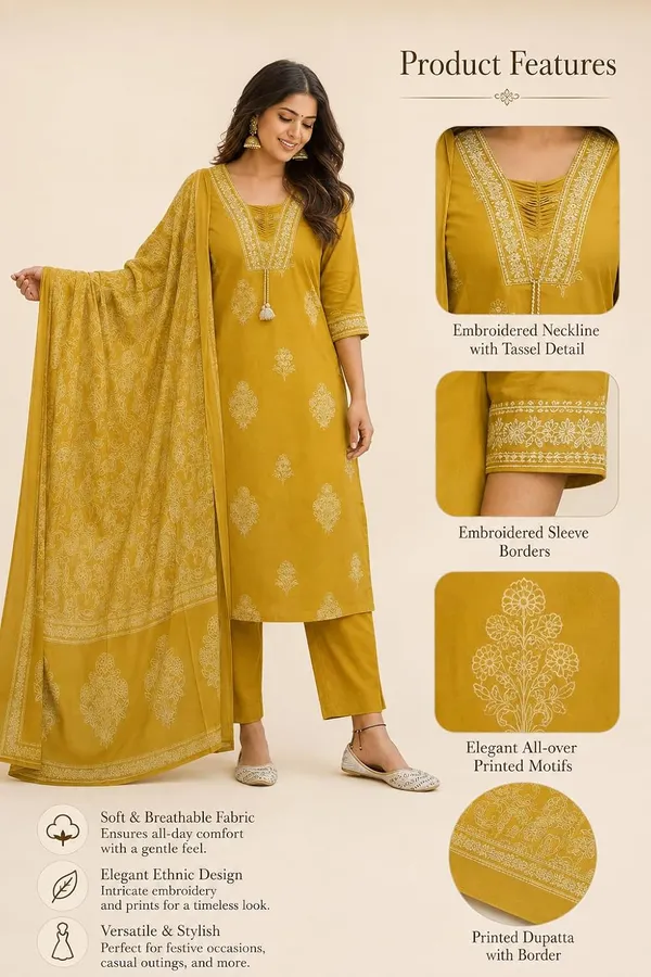 Women_S_Cotton_Kurti_With_Pant_And_Dupatta_Set