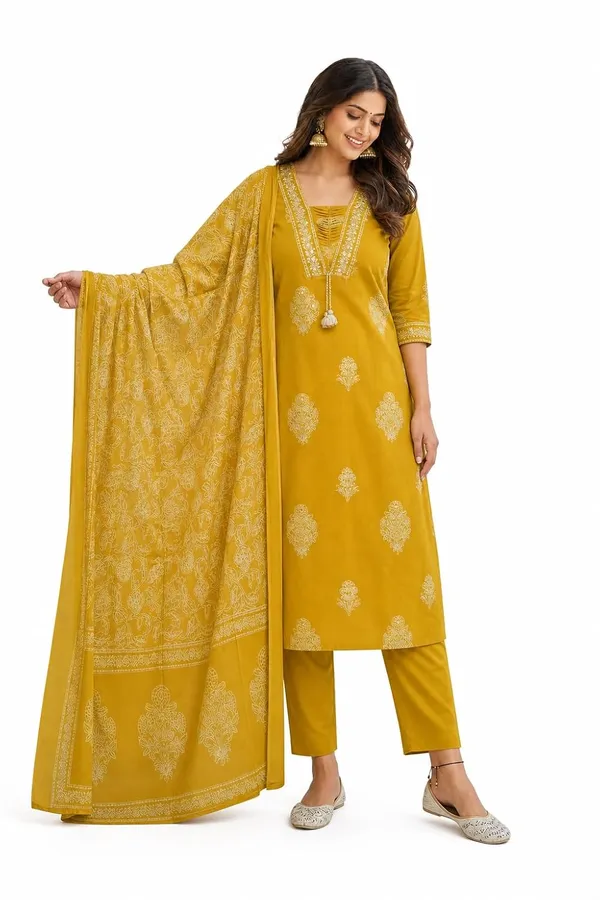 Women_S_Cotton_Kurti_With_Pant_And_Dupatta_Set