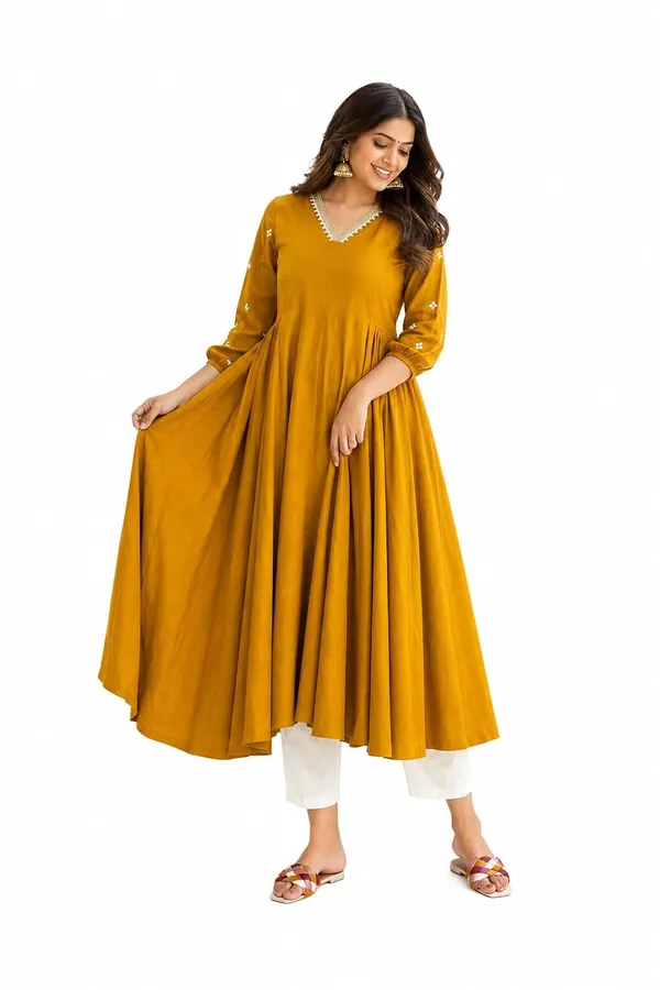 Women_S_Cotton_Embroidered_Anarkali_Kurti_With_Pant