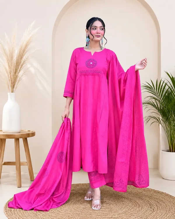 Women_S_Cotton_Embroidery_Kurti_Pant_Dupatta_Set