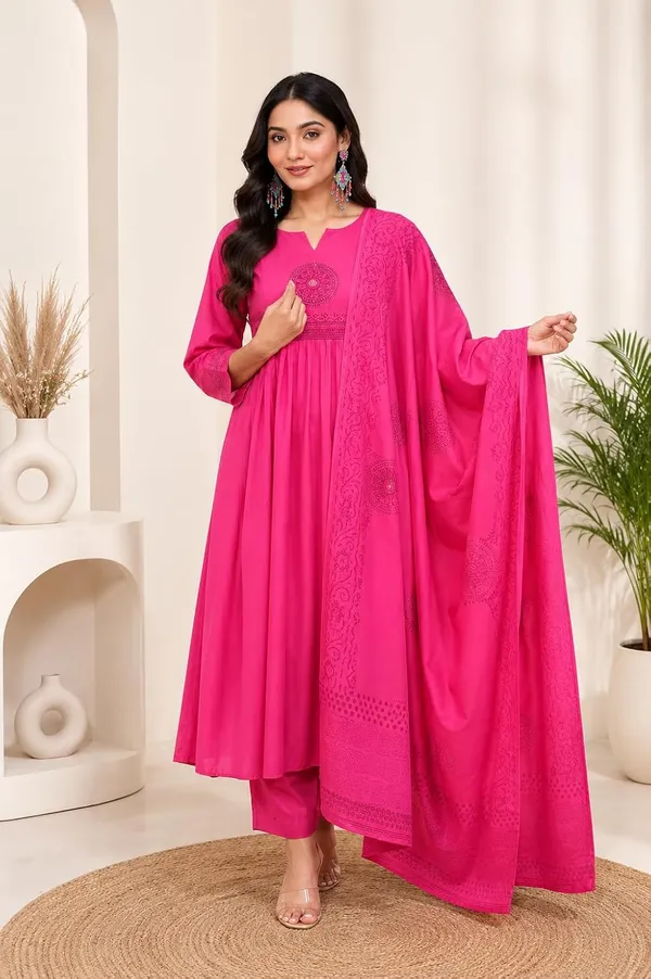 Women_S_Cotton_Embroidery_Kurti_Pant_Dupatta_Set