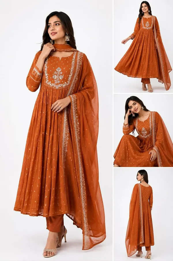 Women_S_Cotton_Embroidery_Anarkali_Kurti_Set_With_Pant_And_Dupatta