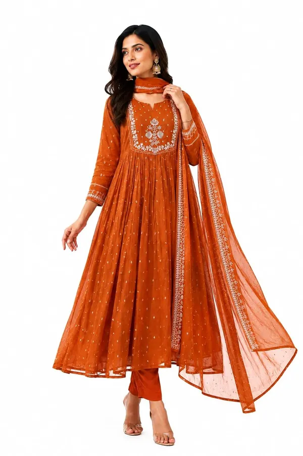 Women_S_Cotton_Embroidery_Anarkali_Kurti_Set_With_Pant_And_Dupatta